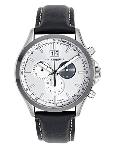 ABELER & SÖHNE, orologio da uomo con cronografo, vetro zaffiro e cinturino in pelle AS3251