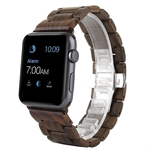 AIYIBEN Cinturino in legno naturale 42mm/44mm/45mm Compatibile for iwatch Series 1 2 3 4 (42mm/44mm/45mm, Brown)