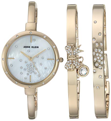 Anne Klein Women's AK/3274 Swarovski Crystal Accented Watch and Bracelet Set