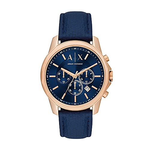 Armani Exchange Orologio da Uomo con Cronografo, in Acciaio Inossidabile, Blu (Blue)