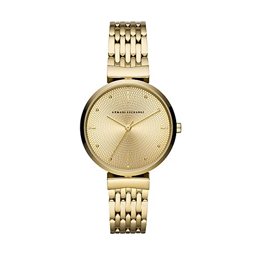 Armani Exchange Orologio Cronografo da Uomo, in Acciaio Inossidabile, Dimensioni Cassa 49 mm, D'oro (Gold)