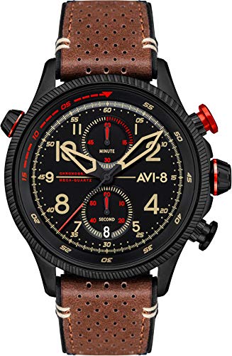 Hawker hunter, duke chronograph, tangmere orologio Uomo Analogico Al quarzo con cinturino in Pelle di vitello AV-4080-04