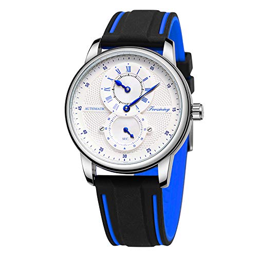 Orologio meccanico automatico della vigilanza del silicone di progettazione romanzo per gli uomini di sport dell'orologio dei regali per gli uomini, bianco, cinturino
