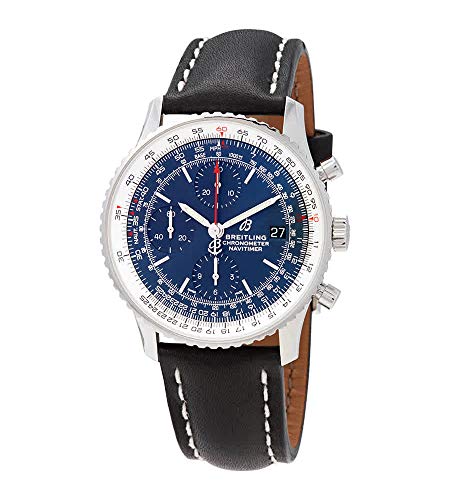 Breitling Navitimer 1 cronografo 41 quadrante blu in acciaio orologio su cinturino in pelle nera A13324121C1X1