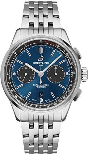 Breitling Premier B01 cronografo 42 quadrante blu orologio da uomo AB0118A61C1A1