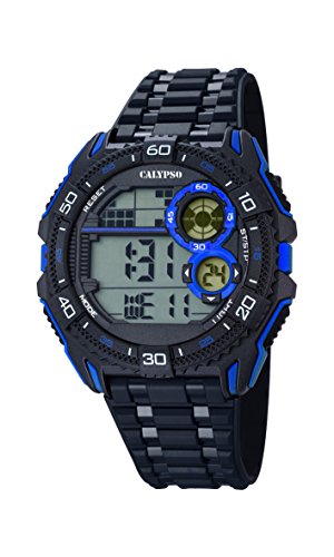 Calypso-Orologio da polso da uomo digitale, con Display LCD digitale e cinturino in plastica, colore: nero, 8 K5670