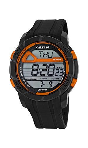 Calypso-Orologio da polso da uomo digitale, con Display LCD digitale e cinturino in plastica, colore: nero, 7 K5697