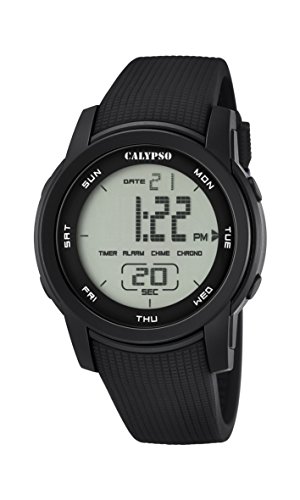 Calypso K5698/6 - Orologio digitale unisex con display LCD e cinturino in plastica nera