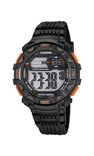Calypso-Orologio da polso da uomo digitale, con Display LCD digitale e cinturino in plastica, colore: nero, 6 K5702