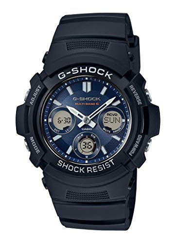 Casio G-SHOCK Orologio 20 BAR, Azzurro/Nero, con Ricezione Segnale Radio e Funzione Solare, Analogico - Digitale, Uomo, AWG-M100SB-2AER