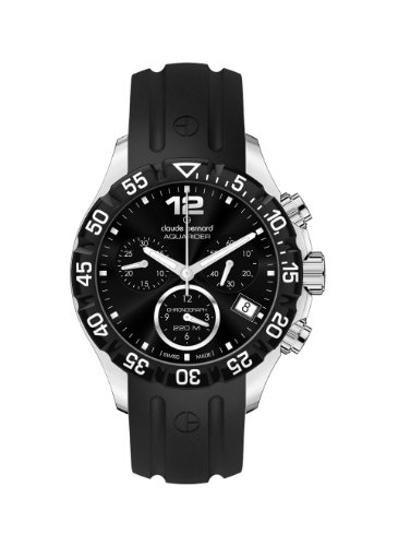 Claude Bernard 10209 3 NIN Aquarider cronografo nero lunetta girevole in gomma orologio