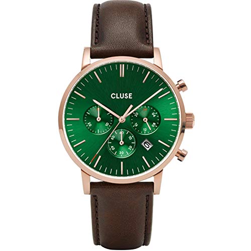 Cluse Men's Aravis 40mm Leather Band Steel Case Quartz Watch CW0101502006