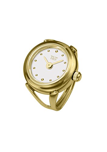 Davis - Ring Watch 4180 - Anello Orologio Donna Oro Giallo-Quadrante Bianco con Indice-Regolabile
