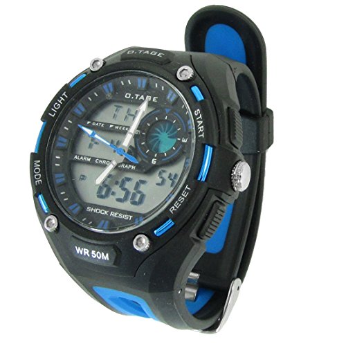 DEAL X dealmux- uomini nero blu fascia regolabile cronometro allarme digitale orologio sportivo
