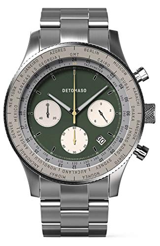 DETOMASO Firenze, orologio da polso analogico al quarzo, da uomo, con cronografo, in acciaio inox, colore: argento