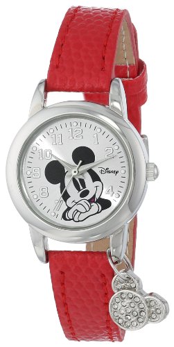Disney MK1042 - Orologio da donna Topolino con cinturino in pelle rossa