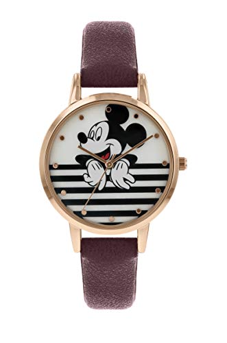 Disney - orologio da donna con cassa in oro rosa e cinturino bordeaux, Topolino, codice MK5088 