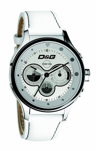 D&G DW0212 Orologio unisex con cinturino bianco e quadrante argento