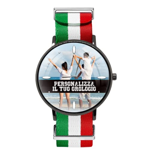 Orologio da polso Unisex personalizzabile con foto immagine logo testo - FLAG WATCH - Bandiera Italiana (Italia)