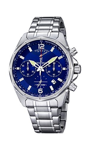 Festina, F6835/3, Orologio da uomo, al quarzo, con cronografo, cinturino in acciaio INOX, colore del display: blu