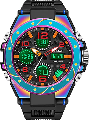 Orologio sportivo digitale militare da uomo, grande display, impermeabile, con sveglia, calendario, cronografo, Colore: blu,