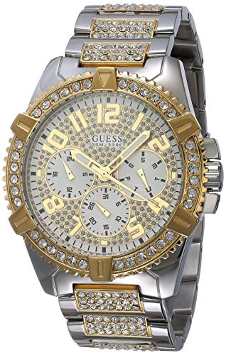 GUESS Men's Stainless Steel Crystal Dress Watch, Color: Silver/Gold-Tone (Model: U0799G4)