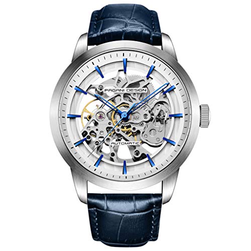 Pagani Design Automatic Watch Men Skeleton Mechanical Watches Orologi da polso impermeabili in pelle di lusso automatici