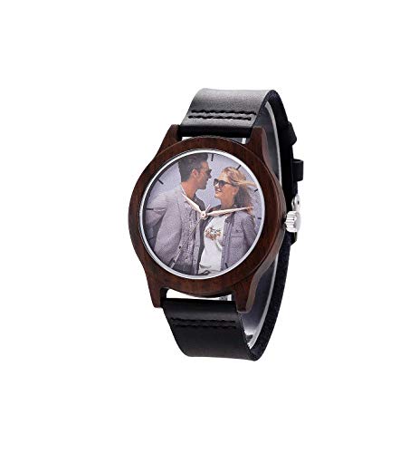 HONHAN per orologio di legno Dazzling model-1007 & Digital Date acciaio inox quarzo moda orologi da polso per uomini & signore & gentiluomo. Colore legno di ebano