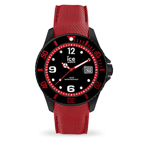 Ice-Watch ICE Steel Black Red Orologio Nero da Uomo con Cinturino in Silicone, 015782 (Large)