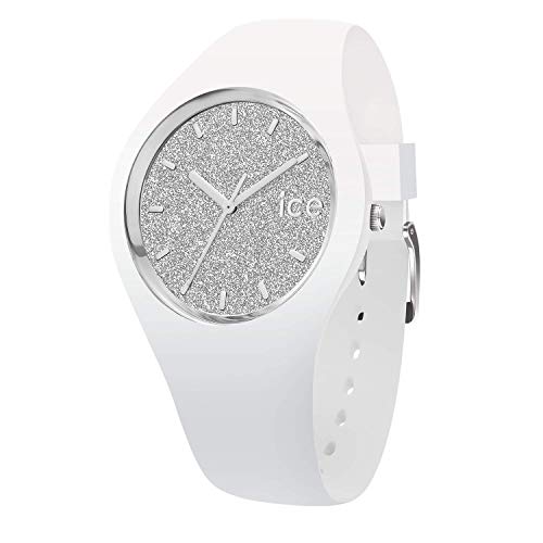 Ice-Watch ICE Glitter White Silver Orologio Bianco da Donna con Cinturino in Silicone, 001344 (Small)