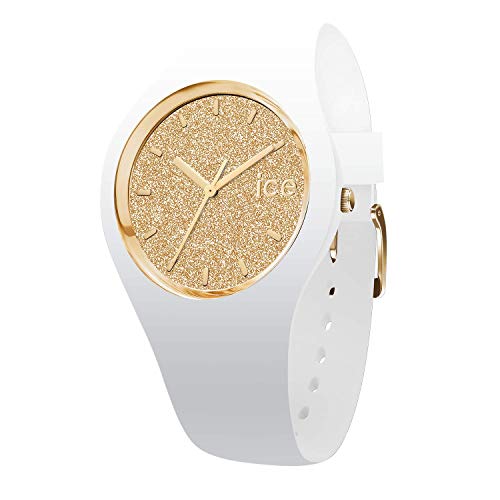 Ice-Watch ICE Glitter White Gold Orologio Bianco da Donna con Cinturino in Silicone, 001345 (Small)