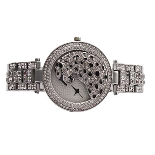 ifundom Monili di lusso del polso dell'orologio del diamante dell'orologio del quarzo degli orologi unici, Argento, 24X4CM