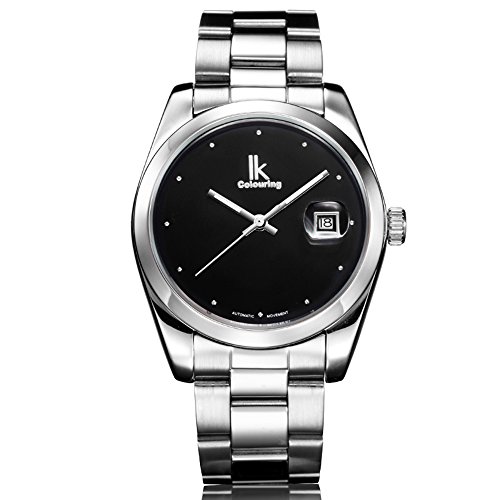 IK colorazione design minimalista argento nero da uomo meccanico automatico dell' orologio data luminoso