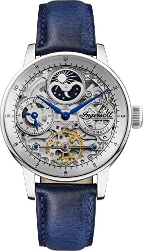 Ingersoll The Jazz Mens Automatic Watch I07702 with a Silver Dial and a Blue Genuine Leather band