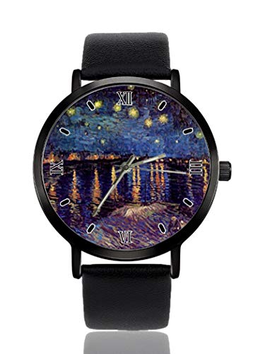 Starry Night Over The Rhone, orologio da polso per uomo e donna, con cinturino in pelle, analogico, al quarzo, unisex