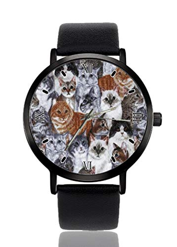 Fluffy Cats orologio da polso per uomo donna casual cinturino in pelle analogico al quarzo unisex moda orologi da polso