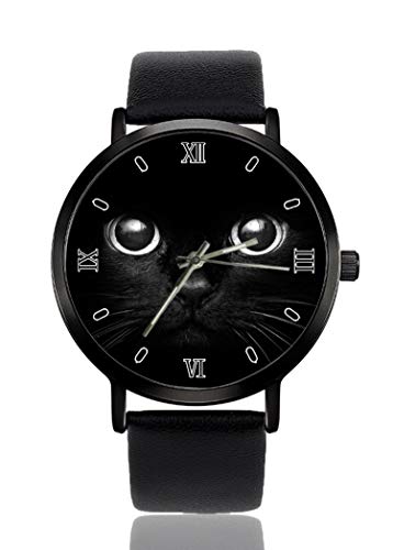 Simpatico gatto nero orologio da polso per uomo donna casual cinturino in pelle analogico al quarzo unisex moda orologi da polso