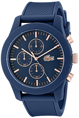 Lacoste 2010827 Orologio al quarzo da uomo, display cronografo e cinturino in silicone,Blu (Blu/Rosa Oro)
