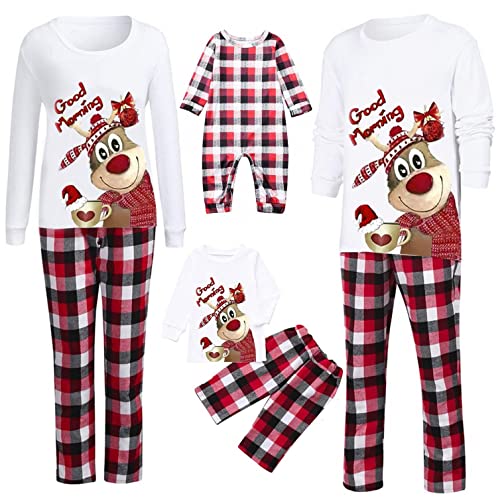 Set di pigiama natalizi per tutta la famiglia, a maniche lunghe, Multicolore H, XL