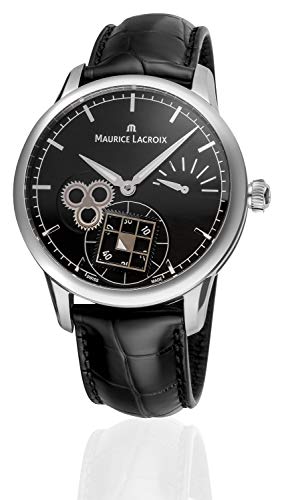 Maurice Lacroix Masterpiece Square Wheel Classic Uomo quadrante nero riserva di carica meccanico Swiss Made Watch MP7158-SS001-301