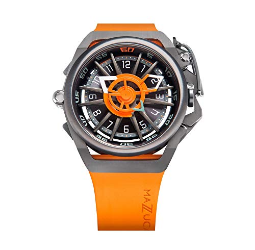 Mazzucato Orologio da uomo reversibile automatico e cronografo con cinturino in gomma Fkm Arancione GT 05-or5555
