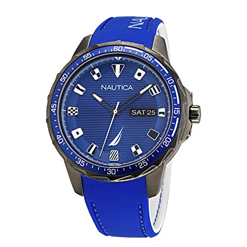 Nautica Cinturino in silicone al quarzo da uomo, blu, orologio casual 22 (Modello: NAPCLF003)