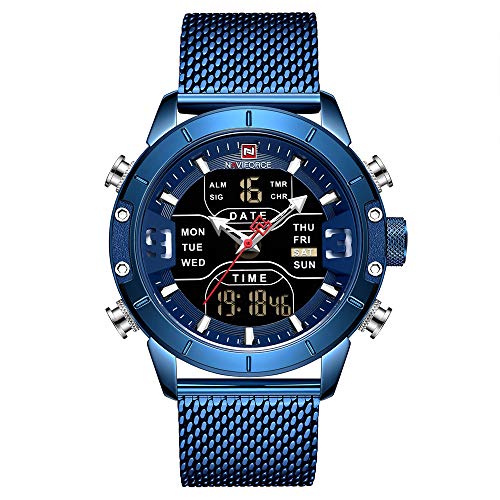 NAVIFORCE Orologio sportivo digitale da uomo in acciaio inossidabile al quarzo impermeabile orologi militari moda cronografo sveglia orologio da polso