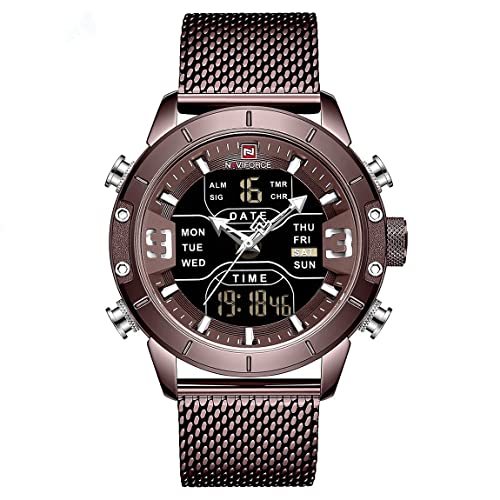 Mens Watch top Brand Luxury NAVIFORCE 9153 Cronometro LED Sport Militare Impermeabile steelstrap Orologio da polso relogio Masculino | (Colore: CECE)