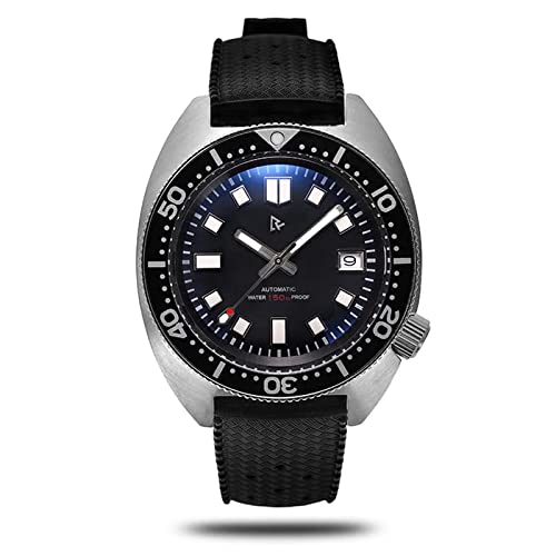 Retro Vintage Turtle 6105 Men's Dive Watch Men NH35A Automatic Black Sapphire Glass Aluminium Bezel Retro Wriswatch (black)