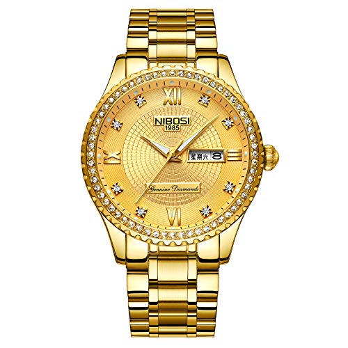 NIBOSI Orologi da uomo Top Luxury Brand per gli uomini Quadrato impermeabile oro orologio da polso al quarzo Sport orologi in acciaio inox Orologio Saat
