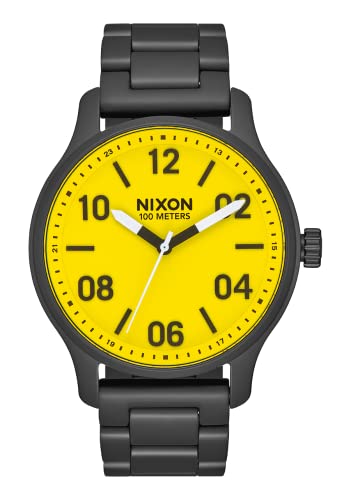 NIXON Patrol 21mm-19mm Stainless Steel Band 39mm Face - All Black/Yellow