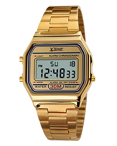 SKMEI orologio uomo ola-sk1123 a display digitale multifunzione in acciaio INOX oro
