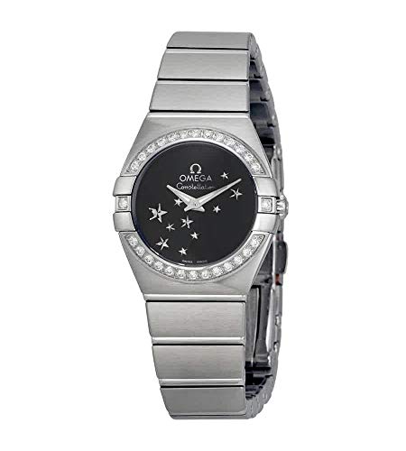 Omega Constellation Star quadrante nero in acciaio inossidabile Ladies Watch 12315246001001