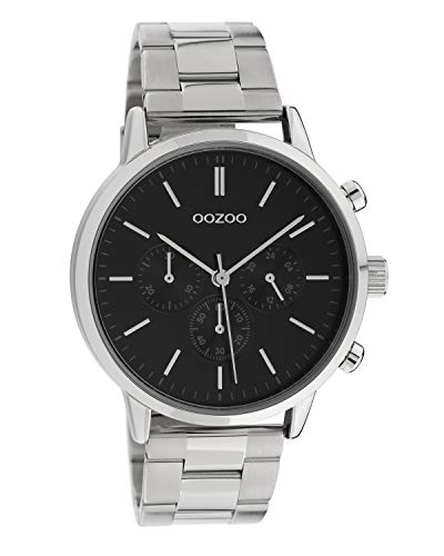 Oozoo C10546 - Orologio unisex con cinturino in acciaio INOX, 42 mm, colore: Argento/Nero
